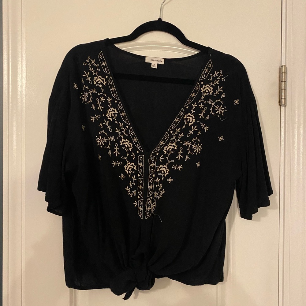 Embroidered Flowy Top